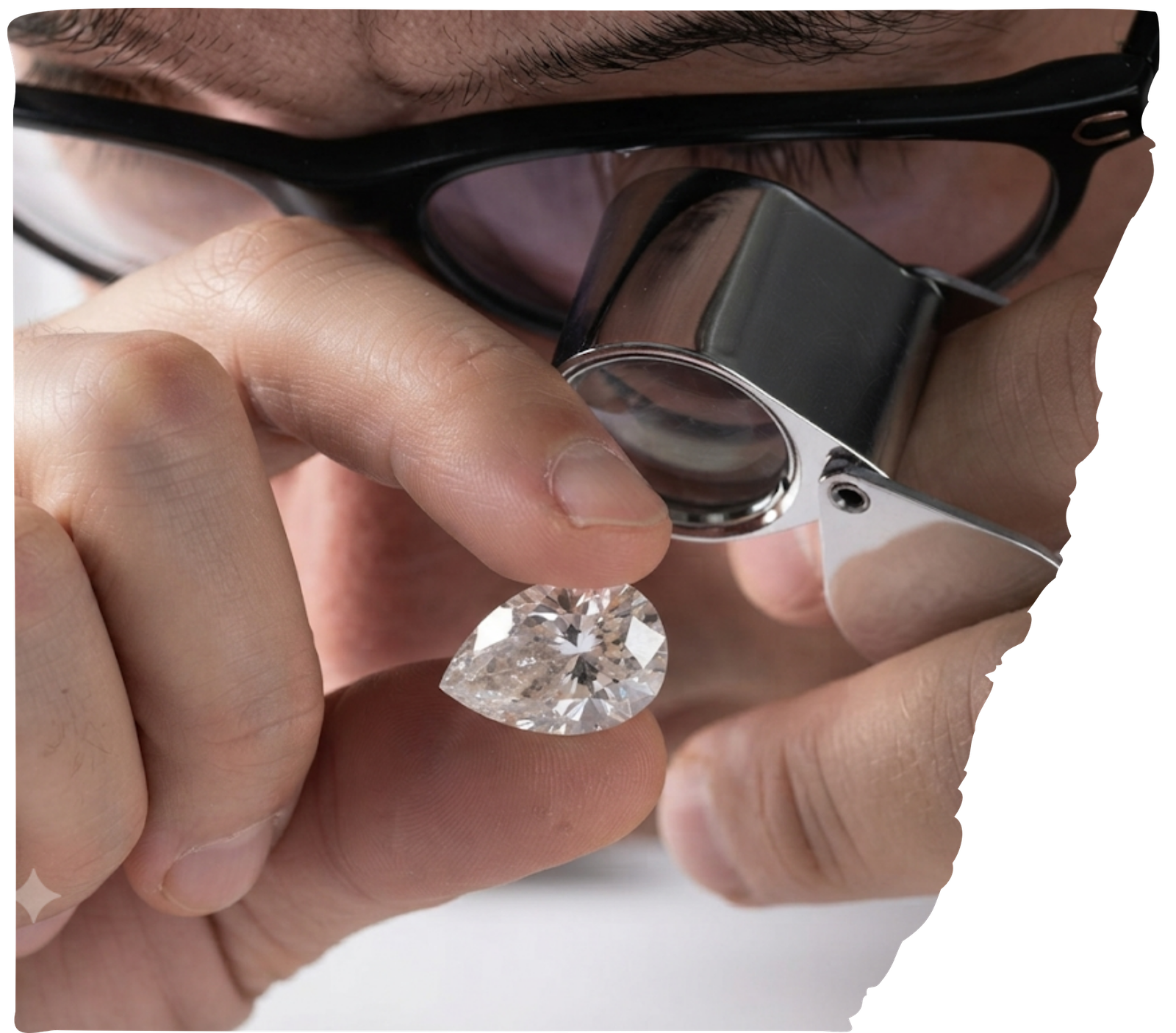 Master Gemcutter Inspecting a Cut Cremation Diamond