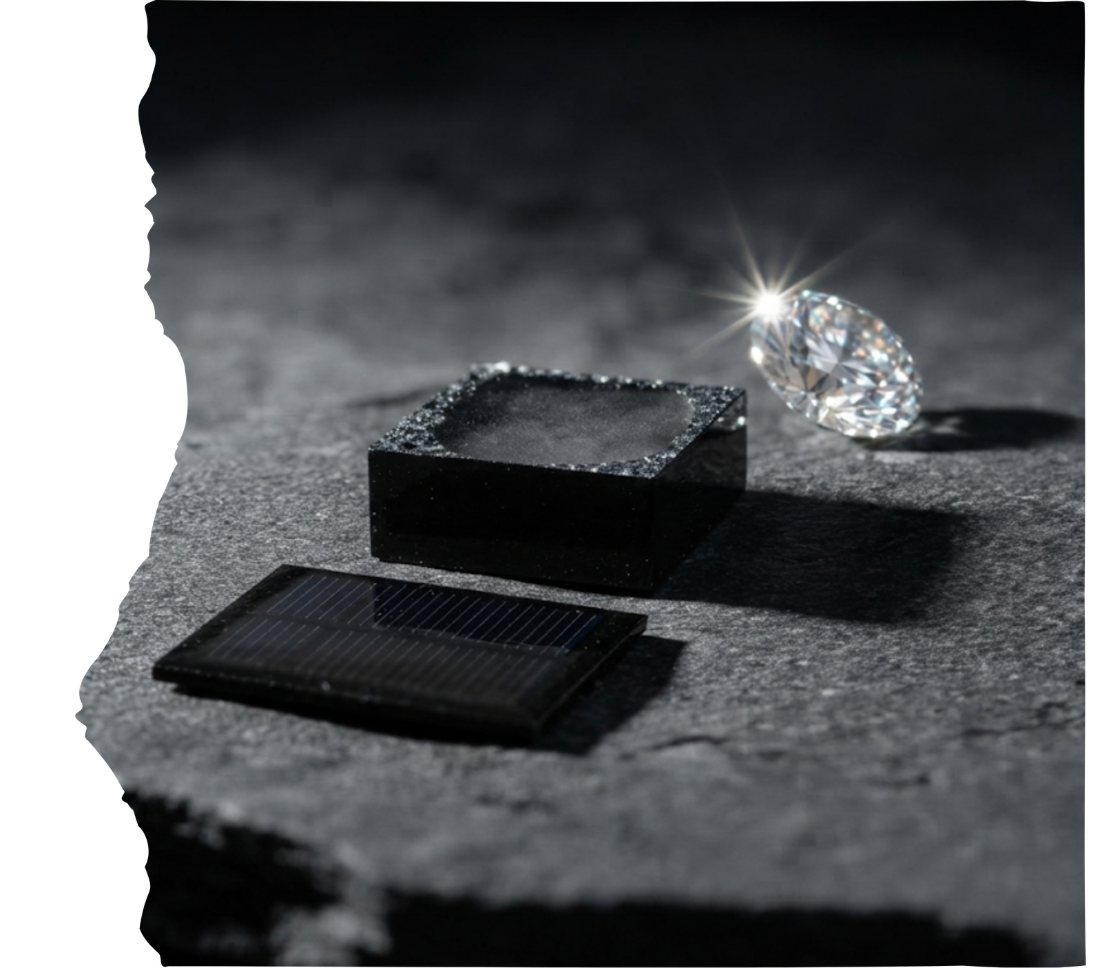 Extracted rough memorial diamond and growth cell from the HPHT press during Stage 4 of cremation diamond production.