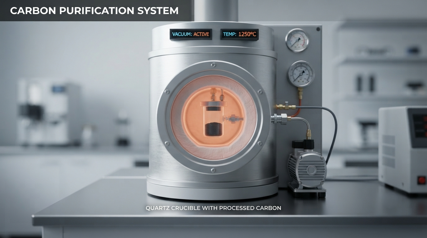 Laboratory furnace with a sealed crucible during carbon purification
