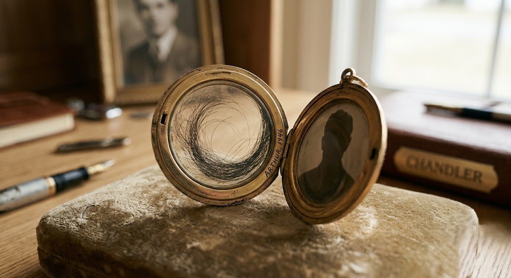 A decades-old keepsake locket holding a preserved lock of hair