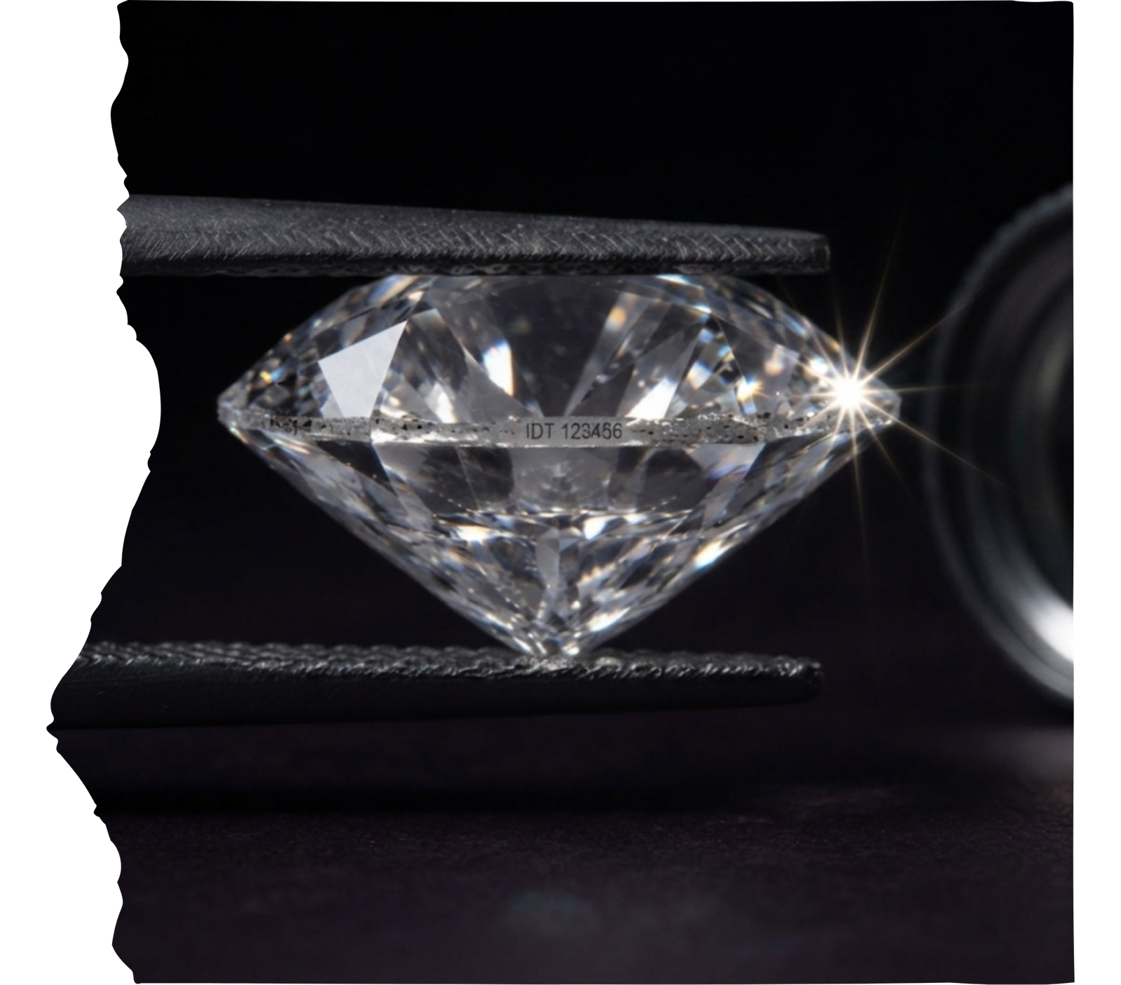 Stage 6 laser inscription showing a unique tracking code engraved on the girdle of a memorial diamond.