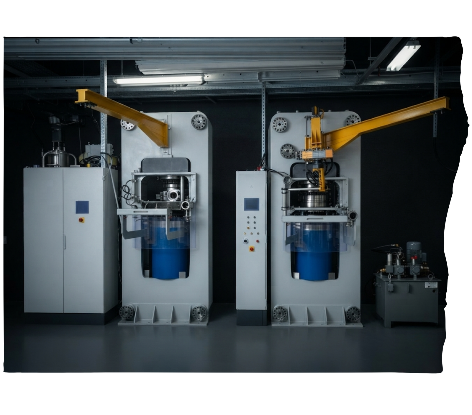 Stage 3 high-pressure high-temperature HPHT press machine used for growing a memorial diamond from graphite.