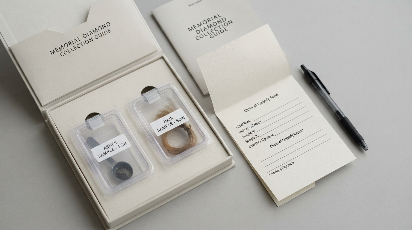 A collection kit laid open with two separate sealed containers, labels and chain-of-custody forms