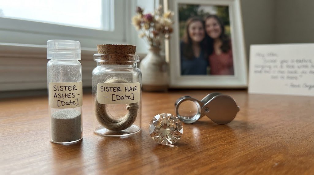 ash and hair for a sister memorial diamond
