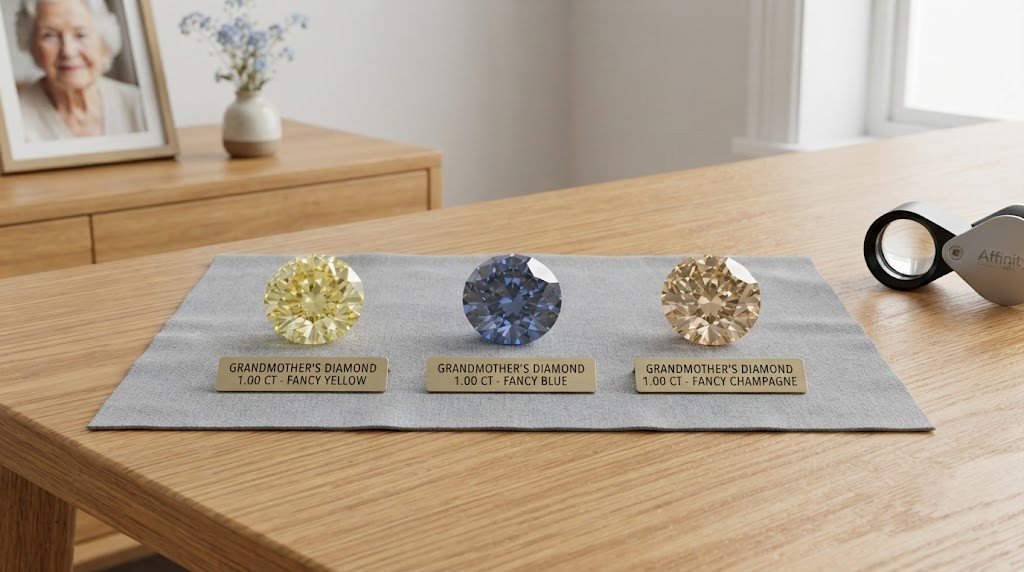 grandmother ashes hair diamond color